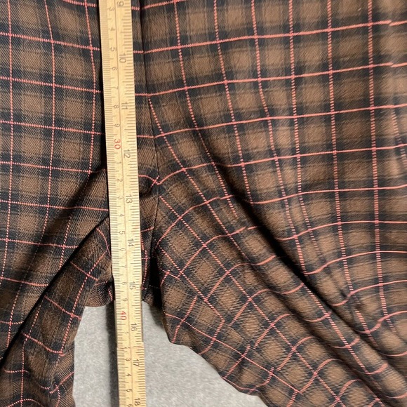 Lucky Brand Wide Leg Pants Medium Brown Plaid Academia Menswear Pleated Trousers - Picture 10 of 16